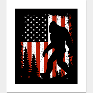 American Flag Bigfoot Posters and Art